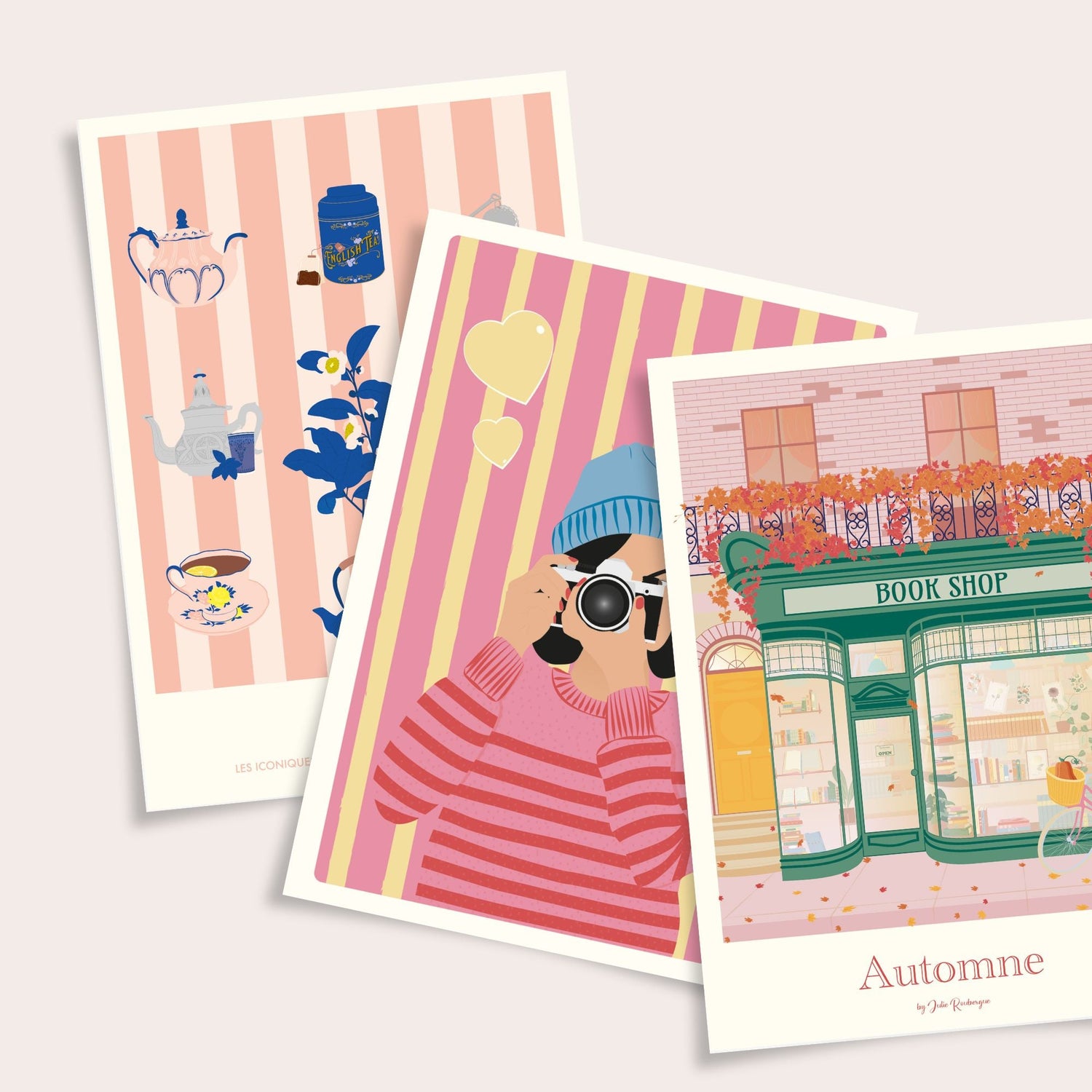 Cartes postales scènes de vie illustration quotidienne Julie Roubergue