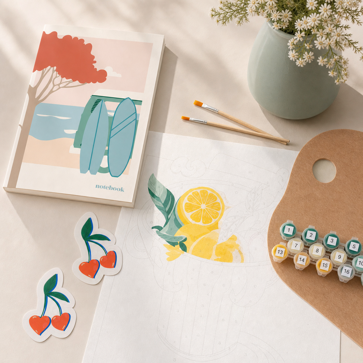 Papeterie créative stickers coloriage au numéro carnet Julie Roubergue