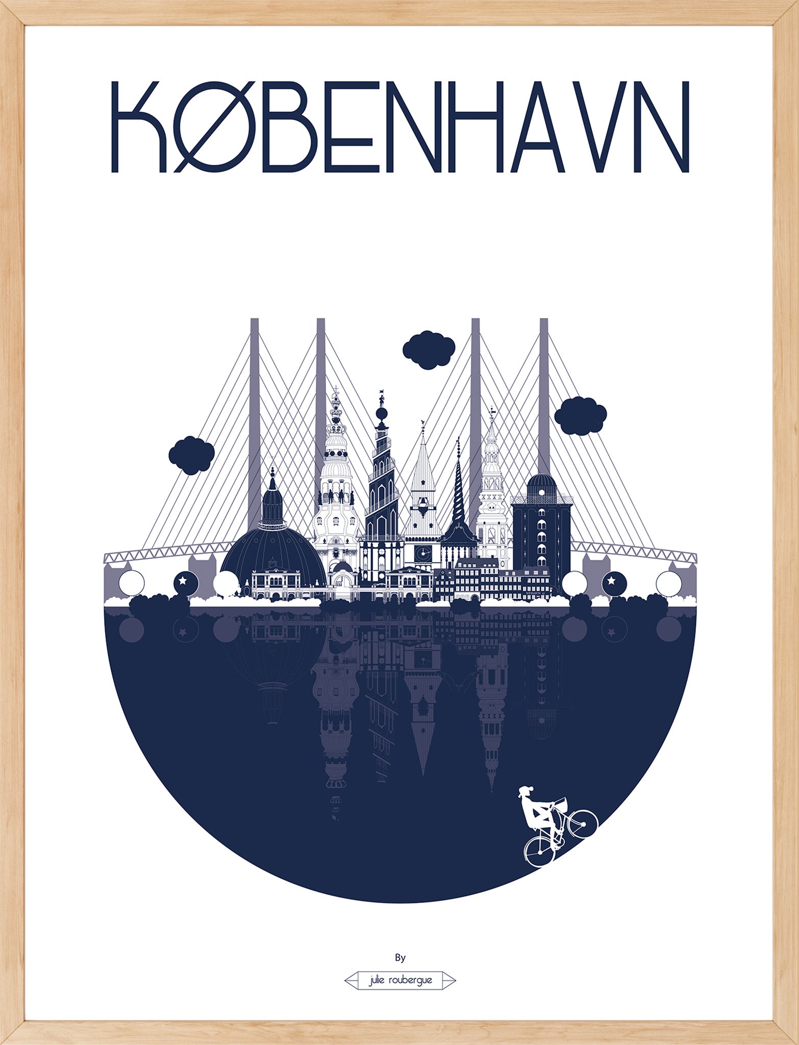 Affiche encadrée København – La Ville, format 50x70 cm, idéale pour une décoration murale sobre et architecturale.