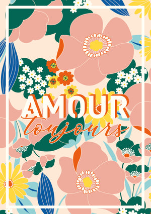 Carte postale “Amour Toujours” – version vive, vue seule recto