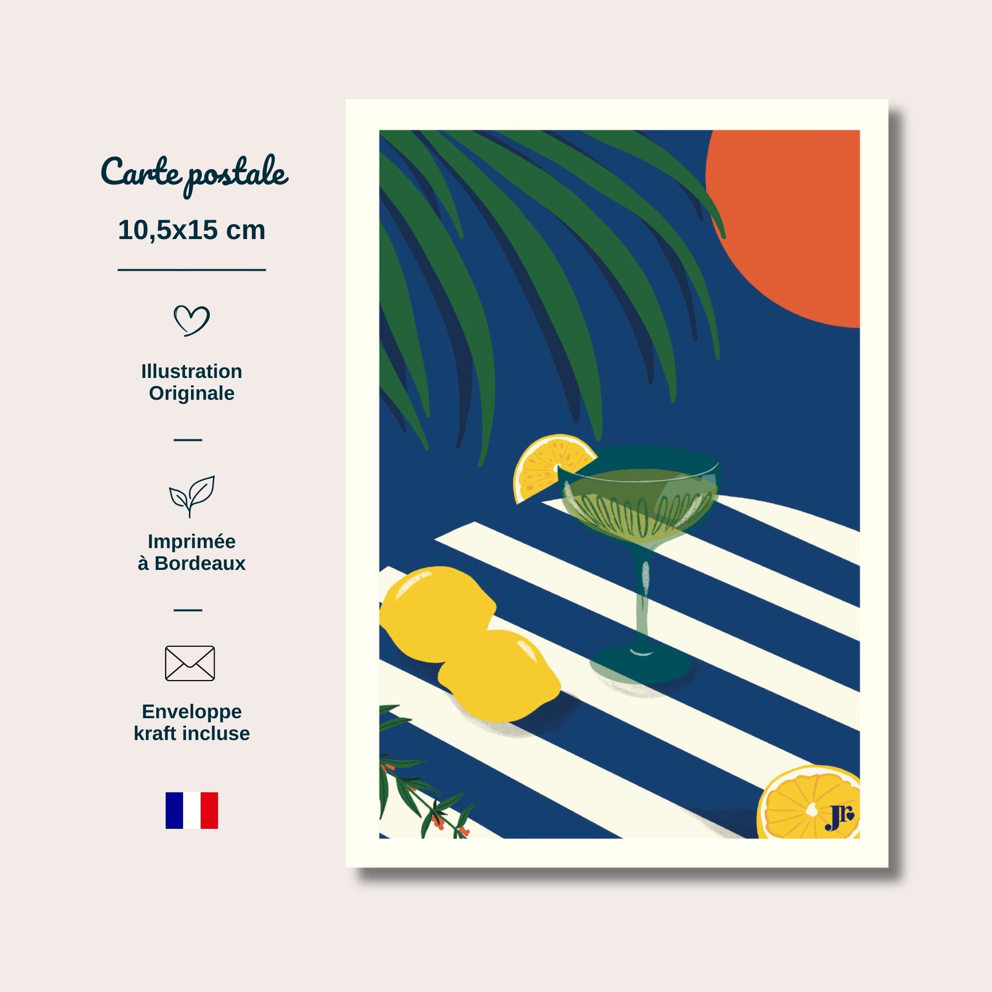 Carte postale Bord de Mer, L'Aperitivo  avec informations format 10x15 cm papier épais impression de qualité
