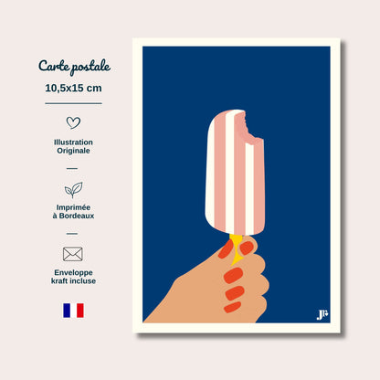 Carte postale Bord de Mer, Goût d'Été avec informations format 10x15 cm papier épais impression de qualité