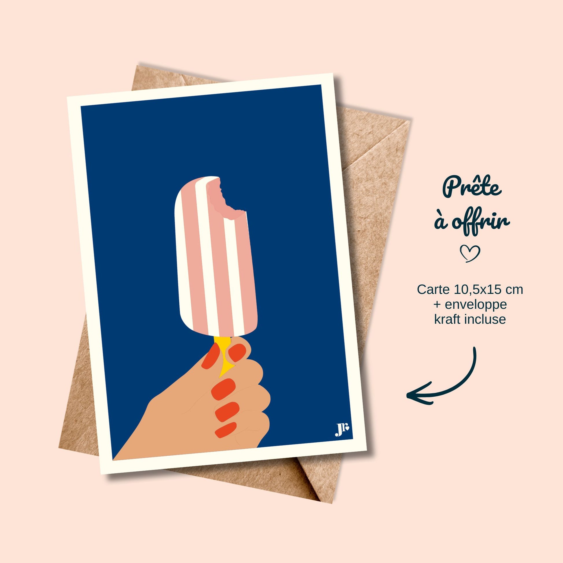 Carte postale Bord de Mer, Goût d'Été avec enveloppe kraft prête à offrir illustration Julieroubergue