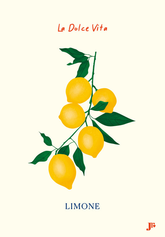 Carte postale Dolce Vita, Limone illustration colorée format 10x15 cm. Illustration Original de Julie Toubergue
