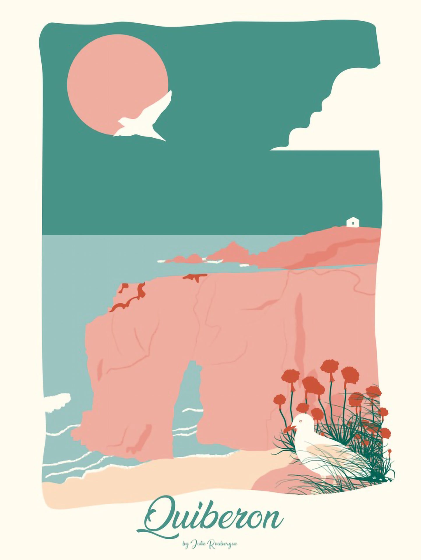 Carte postale Quiberon – L’Arche de Port Blanc, illustration poétique de la célèbre arche rocheuse sur la côte bretonne.