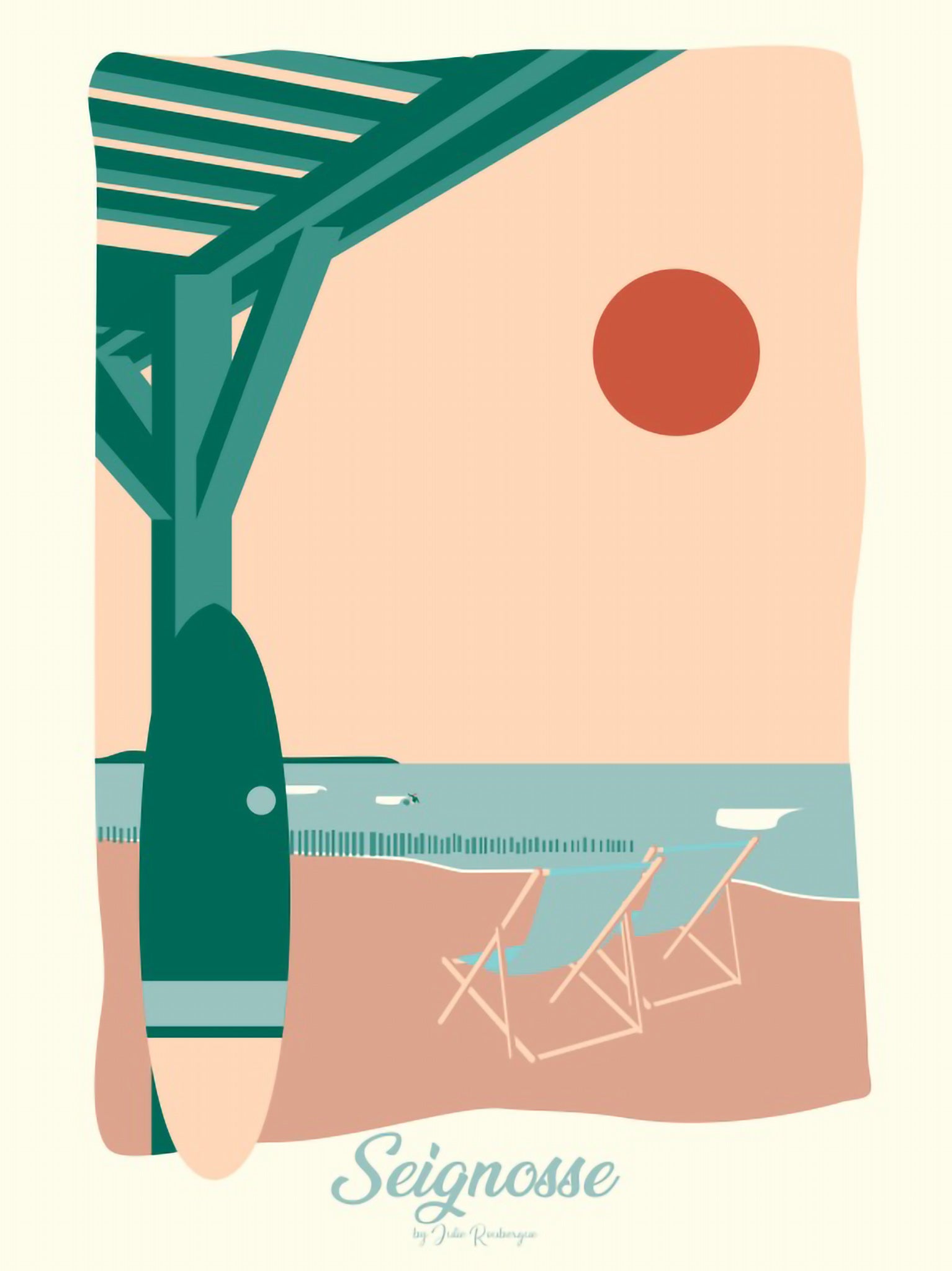 Carte postale Seignosse La Plage – ambiance surf et détente sur la plage landaise.