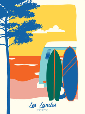 Carte Postale LES LANDES, Les Surfs Julie Roubergue