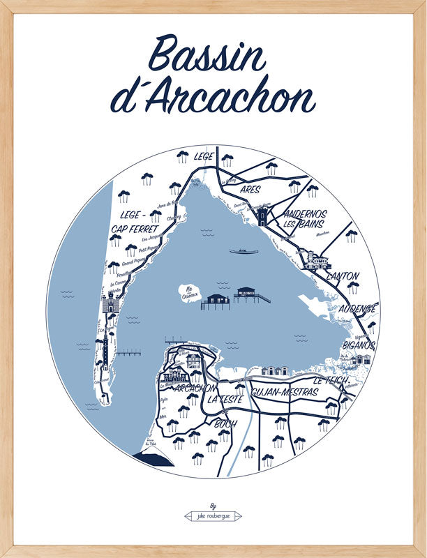 Affiche BASSIN D’ARCACHON, Le Plan Julie Roubergue