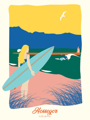 Affiche HOSSEGOR, La Surfeuse Julie Roubergue