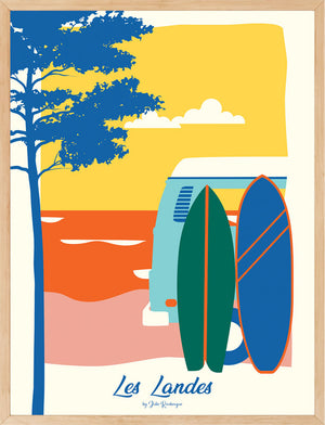 Affiche LES LANDES, Les Surfs Julie Roubergue