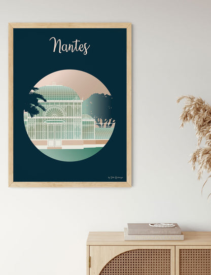 Affiche Nantes – Jardin des Plantes accrochée au mur, ambiance déco végétale.